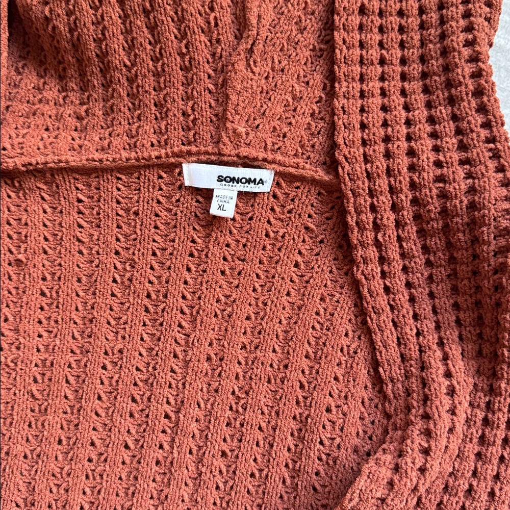 Sonoma Hooded chunky knit rust orange sweater. Size XL - Picture 4 of 4